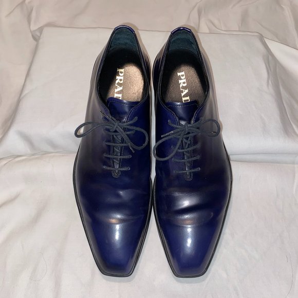 Blue Prada Square Toe Oxfords - Picture 2 of 8